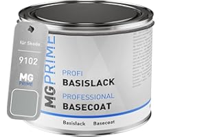 MG PRIME Autolack Dose spritzfertig für Skoda 9102 / 1B Diamantsilber Metallic/Diamant Metallic Basislack 0,5 Liter 500ml