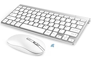 PINKCAT Bluetooth Keyboard and Mouse, Slim Ergonomic Keyboard Portable Silent Mouse Wireless keyboard Compatible with iPad, Apple MacBook, Tablet, PC, Smartphone, Silver