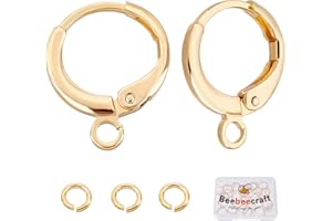 Beebeecraft 20 pz/scatola orecchini rotondi ganci placcati oro 18 carati leverback orecchini a cerchio con anello 15x11.5 mm fili per orecchie francesi con 20pz anello di salto fai da te creazione