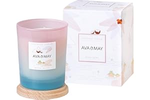 AVA & MAY Candela profumata Bora Bora (180g) – Vasetto di vetro con candela all'aroma di Bora Bora con noce di cocco, fava di tonka e vaniglia – Candele fatte a mano