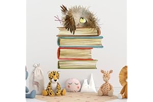 HGDESIGN® Wandtattoo Wandaufkleber Eule auf Bücher Buch Kinderzimmer Babyzimmer Arbeitszimmer Wohnzimmer Schlafzimmer Kind Baby Junge Mädchen Wandsticker Selbstklebend Wanddeko (C)