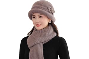 ZiaWorld 3 Pcs Hat Scarf Gloves Set Women's Bucket Hat Neck Warmer Thermal Gloves, Soft Velvet Warm Winter Cap Sets for Ladies, Cold Weather Accessories