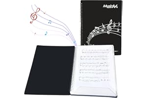 YFLeomry Notenmappe A4 20 Seiten/40 Taschen Notenmappe für Notenblätter A4, Notenhefter Wasserdicht Kunststoff Chormappe Schwarz für Sänger Notenblätter Klavier Gitarre Violine File Papier Fotos
