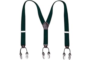 KANGDAI Bretelles Homme Larges 6 clips Brace Men Y Retour Suspensions ajustables élastiques et durables Clips en métal fort