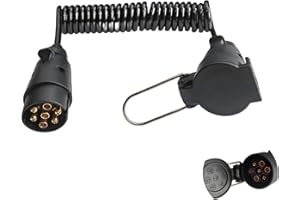 Woola 7 Pin Trailer Extension Cable 2.5m Spiral Cable with 12V 7 Pin Trailer Plug and Socket Male to Female Towing Adapter