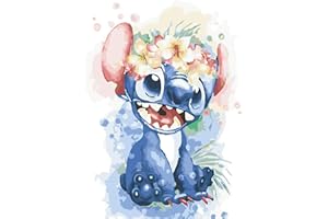Meecaa Paint by Numbers Stitch Animal Flower Kit for Adults Beginner DIY Oil Painting 16x20 inch (Stitch, No Frame)