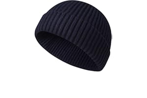 Wioklwe Beanie Hat Men - Fisherman Beanie Trawler Beanie Knitted Cuffed Winter Warm Hat Skullcap Gifts for Men UK