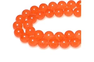 ‎MJDCB MJDCB Perlen zum Auffädeln 6mm 60 stück Orange Jade Halbedelsteine Perlen mit Loch Lose Runde Steinperlen für Herstellung Schmuck Armbänder Halsketten
