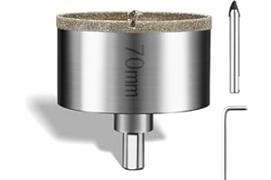 PHMNZIP Scie Cloche Diamantée 70 mm Avec Foret Guidage de Centrage Ouvre Trou en Verre Foret Diamant Trepans pour Carrelage Trépan Diamant pour Carrelage, Porcelaine, Verre, granit, Marbre et Céramique