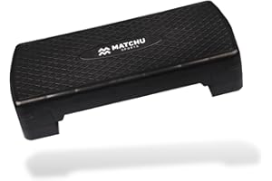 MATCHU - Step Fitness Reglable - Réglable en Hauteur 9 et 14 CM - Poids maximum : 200 KG - Surface Antidérapante - Plastique - Noir
