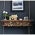 Onlineshoppee Wooden Hand Carved Wall Shelf with Jali Work - Decorative Display Rack for Living Room