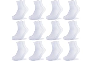Genérico Home Solazzia - 12 Pares Calcetines Hombre y Calcetines Mujer Algodón de Calidad, Suaves y Cómodos Calcetines Algodón Hombre y Calcetines Algodón mujer (35-40, Blanco)