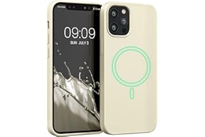 kwmobile Carcasa Compatible con Apple iPhone 12 / iPhone 12 Pro - Funda magnética Compatible con MagSafe de TPU y Silicona - Crema