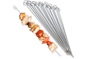 Kyto Lot de 24 brochettes de barbecue en acier inoxydable - 30 cm de long