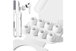 Inesore Replacement Ear Tips for AirPods Pro 1/2, 4 Size-White | with Hole for Noise Reduction, Silicone Earplugs for AirPods Pro with Cleaning Set & Portable Storage Box, 4 Pairs