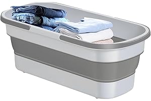 ONLYNERY Barreño Plegable, Cubo Plegable, Cubo fregona, Cubos Plegables con Asas, Cubo Plegable Silicona, Cesta Práctica Rectangular Plegable, Cubo de Limpieza Portátil, Cesta Ropa Sucia, Cubo para Fregar