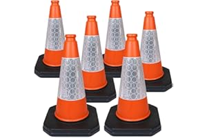 STREET SOLUTIONS UK 460mm 1-Piece Pack of 6 - High Traffic Cones for Street Safety - Strong and Durable Outdoor Cones with Very Low Centre of Gravity - U.K Made Safety Cones