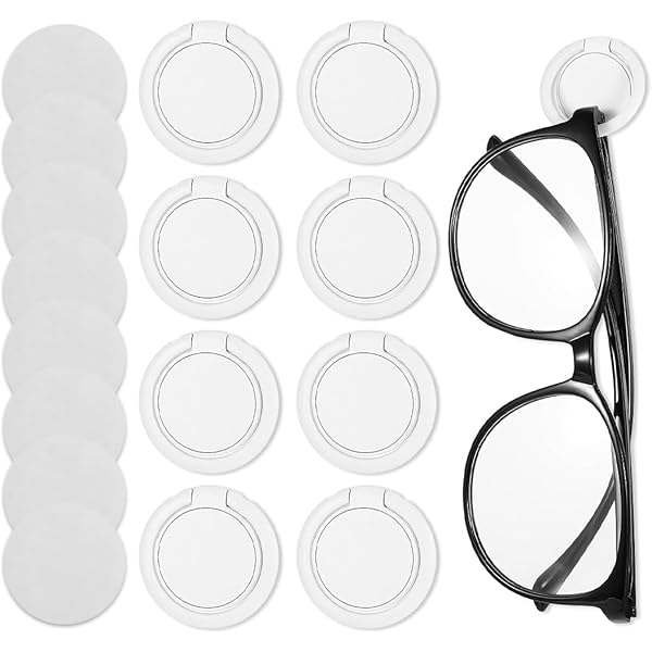 8 Porta Occhiali Da Parete Autoadesivi - Espositori Pieghevoli Per Occhiali Da Sole E Da Vista (Nero/Argento) - Foto 2