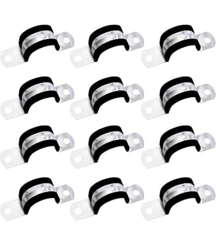 Colliers De Serrage Inox 304 Avec Coussin Caoutchouc - Lot De 12, Diamètre 44mm, Pour Fixation Tuyaux Câbles