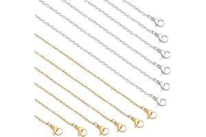 NBEADS 20 Brins 50 cm Chaîne en Acier Inoxydable, 2 Couleurs Chaîne de Collier avec Fermoir Mousqueton Chaîne de Fabrication de Bijoux pour la Fabrication de Bracelets de Collier, Or et Argent