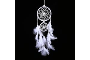 Raguso Bianco Fatto a Mano Tradizionale Stile Indiano Dreamcatcher campanelli eolici Perline Ciondolo Dream Catcher per Home Office Parete Finestra Porta Decor di