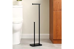 KES Porta Rotolo Carta Igienica da Terra con Riserva di Carta Igienica Porta Carta Igienica da Terra Acciaio Inossidabile SUS304 Nero Opaco, BPH286S1B-BK