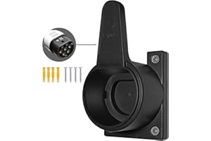 EGNIO Type 2 EV Cable Holder, Wall Mount Organiser for Electric Car with IEC 51296-2 Plugs, Weather Proof Holder for Most EU EVs Charging Cable Tidy, Including Mounting Kit Black