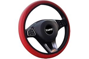 Yuauy Microfiber Leather Steering Wheel Covers Anti-Slip Universal Car Steering Wheel Cover (Red)