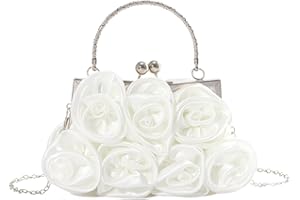 EVEOUT Clutches de Noche satén Flores para Mujer Elegante Bolsos Bandolera de Novia Bolsa de Hombro Nupcial para Fiesta Prom Boda Banquete