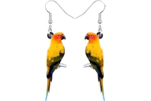 NEWEI Acrylic Cockatiel Parrot Bird Earrings Dangle Drop For Women Girl Ladies Fashion Bird Jewelry Gifts Charm