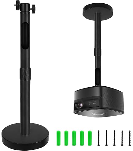 Fulusor Projector Plafondhouder – 27-40 Cm Verstelbaar – Max. 5 Kg – 360° Draaibaar En 90° Kantelbaar – Universeel Voor Mini-beamers – Zwart Aluminium