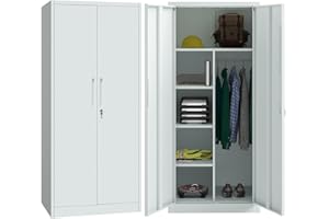 STEELSØN Regulus Metallschrank abschließbar – Garderobenschrank mit 6 Fächern und 1 Kleiderstange – Spind Schrank mit Doppeltüren – Mehrzweckschrank Grau – Kleiderschrank Metall 175x40x80 cm