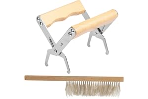 2 pezzi Set Apicoltura Telaio Supporto MONCAP Supporto per Telaio per Apicoltura Clip per Telaio Alveare con Manico in Legno Sintetico Bee Slveare Spazzola per Apicoltura per Estratto di Miele