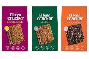 KETONICO Pack 3x Crackers Keto Sin OMG, Sin Lactosa, Certificado Keto, 4.2g Carbohidratos por Porción (Linaza Dorada, Sésamo Negro, Chía)