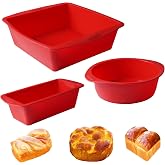 3 Pieces Silicone Baking Moulds for Cakes, Breads, Brownies | Silicone Cake Mould Non-stick, Reusable Rectangular Pastry Mold