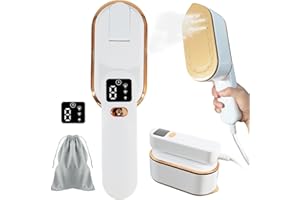 SPOKKI Travel Clothes Steamer Portable Iron, LCD Screen 2 in 1 Travel Steamer for Clothes Wrinkles Remover, 10S Fast Heat-up, 150ML Water Tank, 3 Steam Levels for Travel, Home, Office (White)