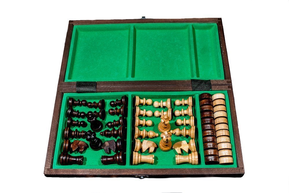 ajedrez A estrenar Cereza Damas de Madera Set 35cm x 35cm - Imagen 5