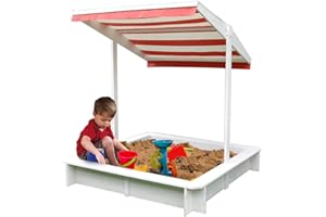 Melko Piaskownica z ochroną przed słońcem, piaskownica 120 x 120 x 120 cm, piaskownica dla dzieci