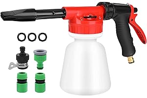 Schaumpistole Auto Schaum Pistol, Luckits Niedriger Druck Reinigung Schaum Pistole mit 1L Flasche Abnehmbar Schaumpistole Einstellbares Übersetzungsrad Schaum Waschpistole für Auto, Haus, Garten