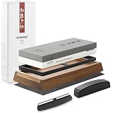 HEZHEN White Corundum Large Sharpening Stone, 1000/5000 Grit Double-Sided Professional Knife Sharpener, with Non-Slip Wooden
