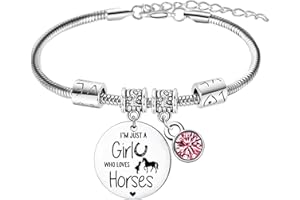 WAECEIP Horse Gifts for Girl, Horse Bracelets for Girls, Horse Charm Bracelet, Gifts for Women, Best Friends, Horse Lovers Women Jewellery Graduation Anniversary Birthday Presents