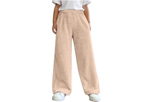 MEIHAOYIT Mädchen Baggy Hose Winter Plüschhose Unisex Thermohose Elastischem Bund Freizeithose Dicke Latzhose Essentials Jogginghose Warm Trainingshose Loose Hosen mit Tasche 4-15 Jahre