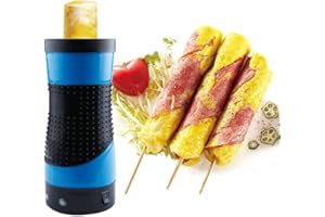 BLUNOA Electric Egg Roll Maker & Omelette Boiler - Multifunctional Mini Breakfast Machine for Eggs, Sausage - DIY Breakfast Cups (Blue)