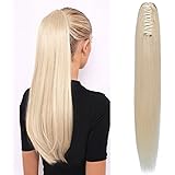 S-noilite Coda di Capelli Veri Clip Extension con Pinza in Capelli Naturali Lisci e Lunghi - Extension Clip Capelli Lisci Rem