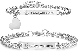 GAMTIC Matching Bracelets for Couples - Promise Bracelets for Him and Her Stainless Steel Couples Bracelets Valentine's Day Anniversary Birthday Gift for Boyfriend Girlfriend
