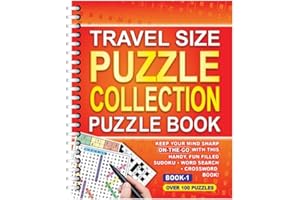 Sixstore A5 Spiral Bound Travel Size 3 in 1 Sudoku, Word Search, Crossword Puzzle Collection Book, Orange