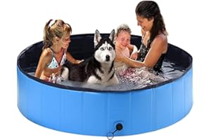 SHOKAN Hundepool für Haustiere und Kinder,(160 x 30cm) Faltbares Hundeschwimmbad PVC rutschfeste Badewanne Stabile Kinder Haustier Hund Planschbecken für Garten Patio Badezimmer