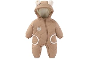 JiAmy Mono Invierno Bebé Niño Niña, Adorables Orejitas de Oso Buzo, Diseño con Cremallera y Botón Ropa Bebé Invierno 3-24 Meses