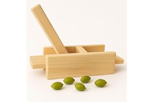 Val D'Esaro - Schiaccia Olive Artigianale in Legno di Abete - Pressa Manuale per Olive - Design Tradizionale per la Preparazione di Olive Schiacciate