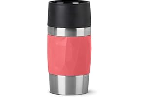 Emsa N21604 Travel Mug Compact Thermo-/Isolierbecher aus Edelstahl | 0,3 Liter | 3h heiß | 6h kalt | BPA-Frei | 100% dicht | auslaufsicher | spülmaschinengeeignet | 360°-Trinköffnung | Korallenrot